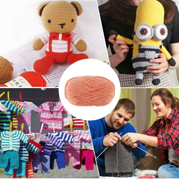 Crochet Yarn Sweater Scarf Gloves Toys Bundle Crafts Gifts Threads Durable Skeins Set Arts 4-Ply for Knitters Beginners Parties 03light orange