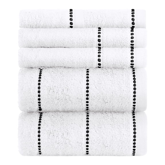 Lavish Home 6-Piece Quick Dry Bath Towels Set - 100% Cotton Towel Set for Bath, Gym, and Spa (White)
