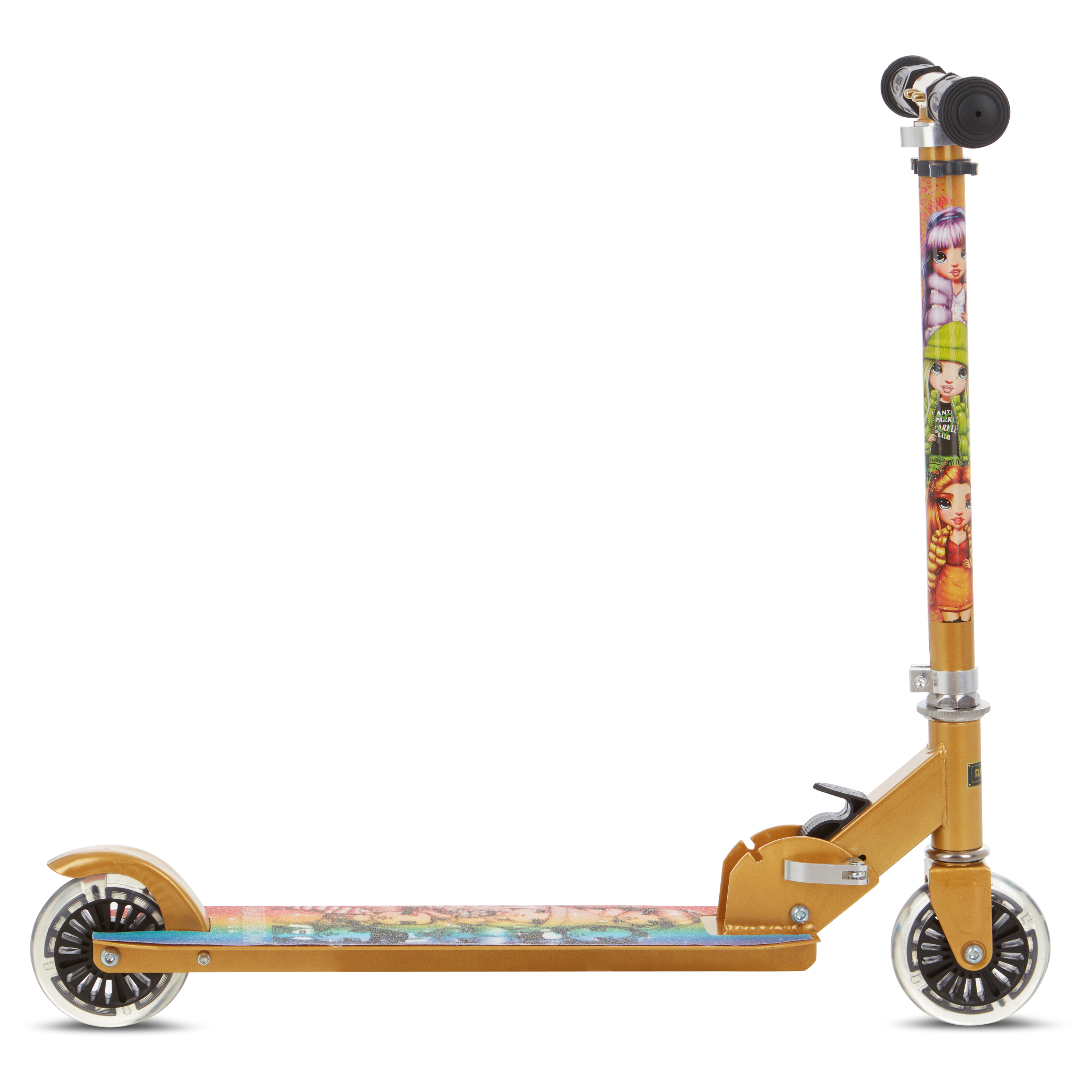 Rainbow High Licensed 2 Wheel Kick Scooter with Light-up Wheels and Rear Break for Kids