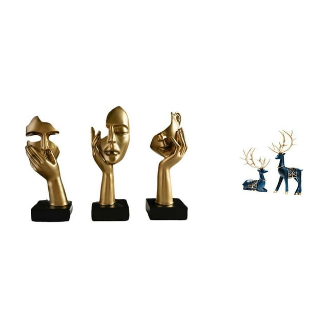 Estatuas De Pensadores Y Figuras De Renos De Resina. Esculturas De Arte Abstracto. Decoración De Mesa Para Oficina, Estantería, Sala De Estar, Hogar. Artesanías Y Recuerdos.