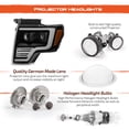 thumbnail image 5 of AKKON - Fits 2009-2014 Ford F150 [Halogen Type] Projector Black Headlights Pair w/ LED Tube DRL Parking Turn Signal, 5 of 7