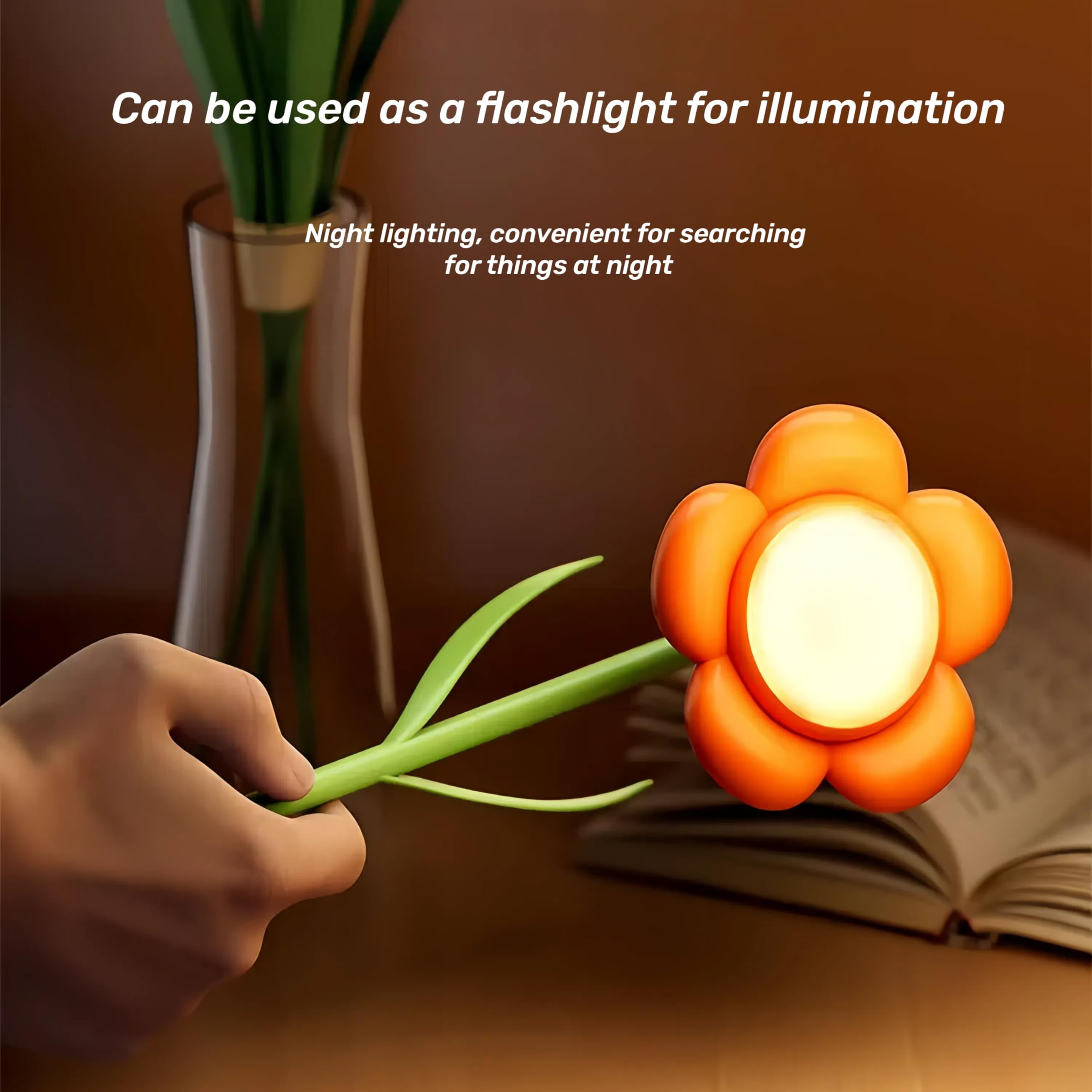 Birthday Gifts for Women,Sunflower Flower Lamp Rechargeable Cordless Led Reading Light,3-Colour Infinitely Dimming Small Night Light for Festival Gifts for Mom Girlfriend Grandma (Yellow)