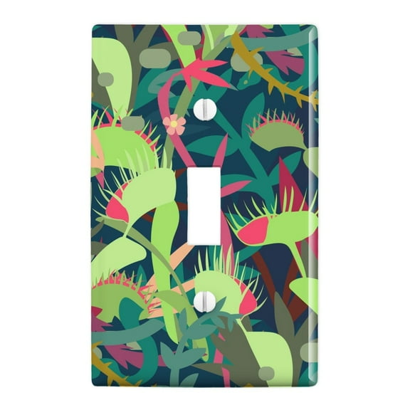 Venus Fly Trap and Tropical Plants Plastic Wall Decor Toggle Light Switch Plate Cover