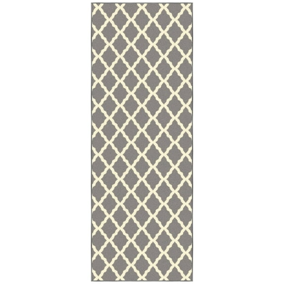 Ottomanson Non-Slip Hallway Runner Rug 2'2" x 6' Perfect for High Traffic Areas, Gray Trellis