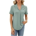 thumbnail image 5 of qolati Women Summer Short Sleeve Blouse Casual V Neck Curved Hem Eyelet T Shirts Dressy Casual Loose Beach Flowy Tunic Tops, 5 of 5