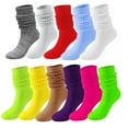 thumbnail image 3 of Alitao Crew Socks Slouch Socks 5 Pairs Soild Color Socks Women Thigh High Boot Socks Soft Scrunch Socks Fluffy Socks Cotton Socks Mint Green One Size, 3 of 4