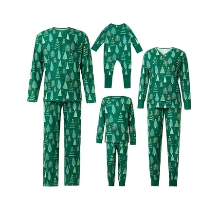 

JYYYBF Christmas Pajamas for Family Xmas Tree Long Sleeve Shirt Pants Set Xmas Holiday Sleepwear for Adults Kids Green