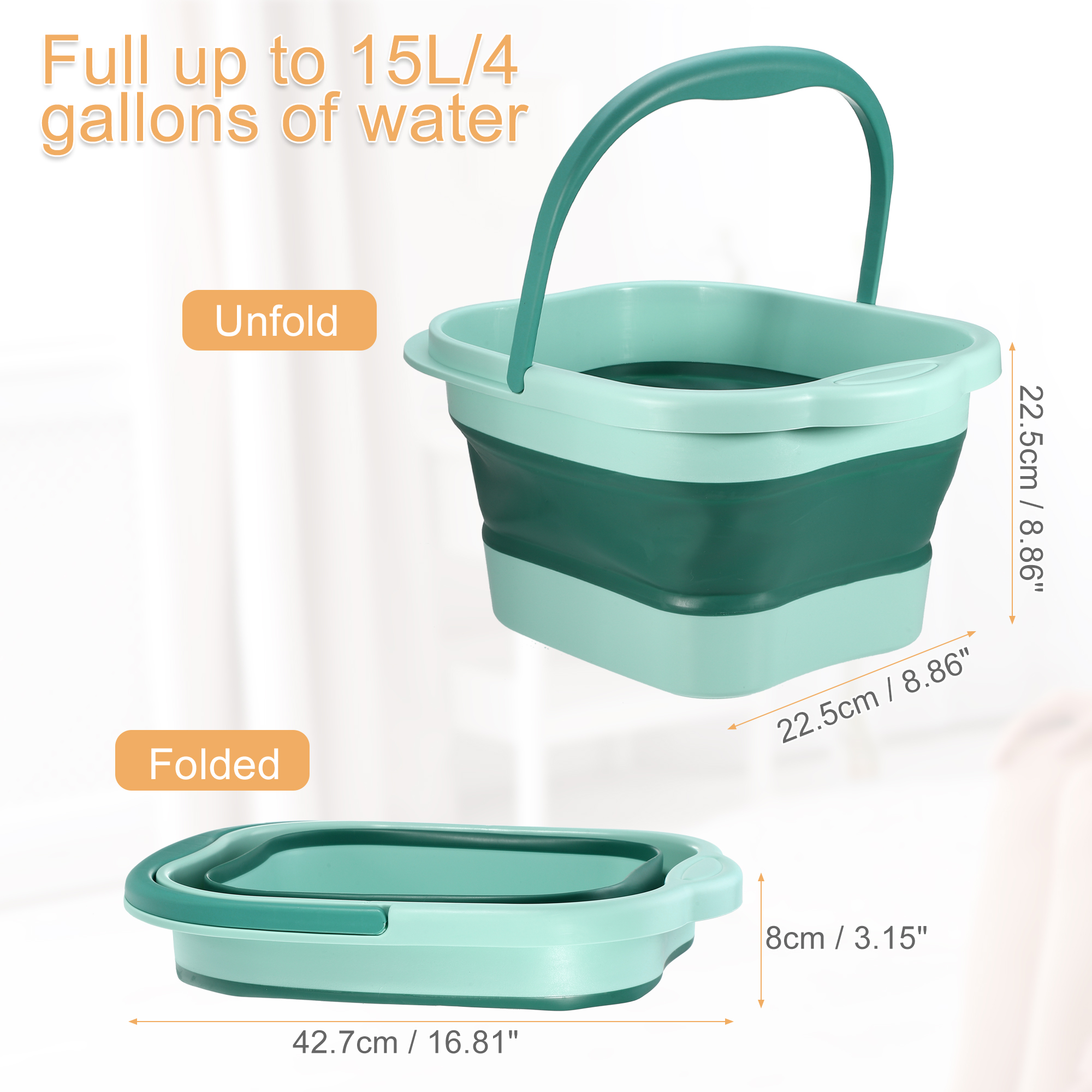 Unique Bargains Collapsible Foot Bath 15L/4 Gallons Feet Soaking Tub ...