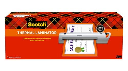 Scotch® Thermal Laminator Combo Pack, 1 White Thermal Laminator 13" Wide, 20 Laminating Sheets, Fits Letter Size