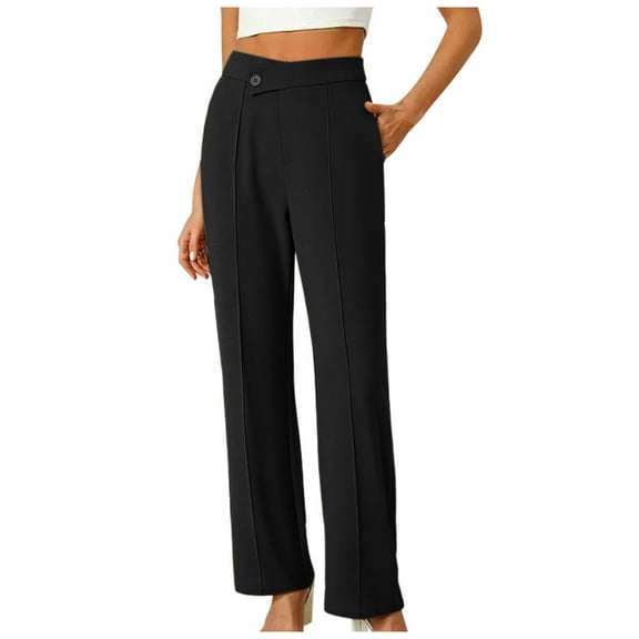 REALiKUN Women Wide Leg Pants High Waisted Dressy Work Trousers Business Casual Palazzo Pants with Pockets