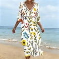 thumbnail image 6 of Ayolanni V-Neck Dresses for Women 2026 3/4 Sleeve Floral A-Line Maxi Dress Casual Holiday Boho Cotton Long Dress Yellow XL, 6 of 6