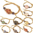 thumbnail image 2 of Xiao Hua Pulsera de cuentas hecha a mano, ideal para hombres y mujeres, tejida a mano con piedra natural marrón, con bolsa de malla ajustable y elástica (negro)., 2 of 4