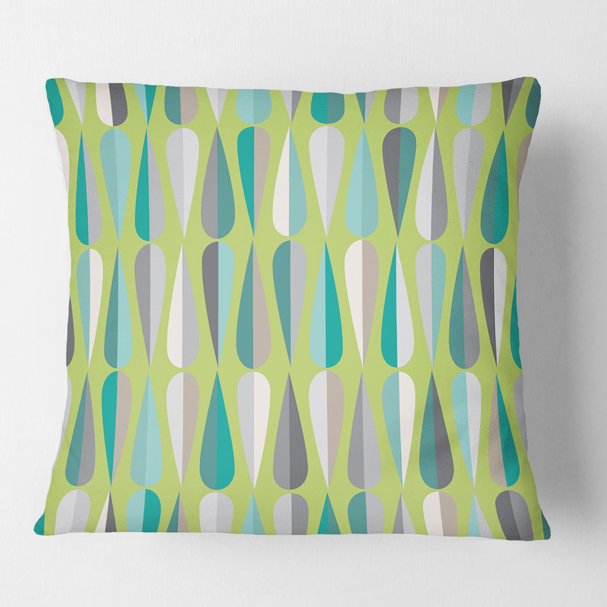 Designart Retro Abstract Drops VI' Mid-Century Modern Throw Pillow - 16x16