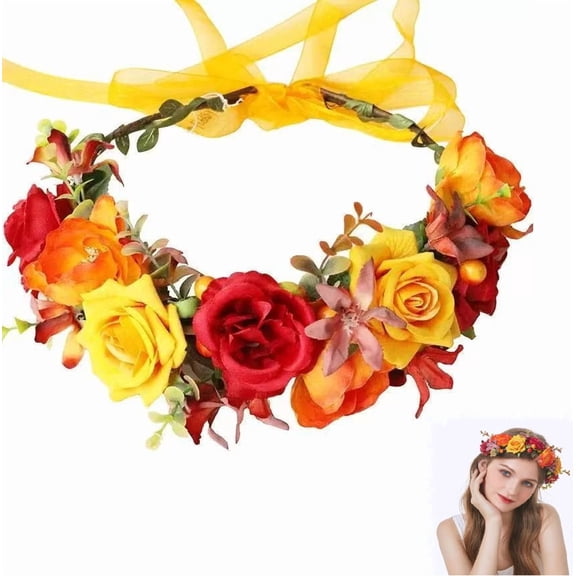 Vintage Plush Rose Headband for Women, Faux Flower Hair Wreath, Bridal Hair Accessory for Wedding, Festival & Photography(RL 1 PC)