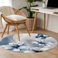 thumbnail image 4 of Round Rugs 4Ft, Elegant Floral Round Area Rug Washable Indoor Throw Carpet, Modern Rustic Blue Butterfly Flowers Soft Non Slip Circle Rug for Kitchen Nursery Room Home Decor Aesthetic, 4 of 8