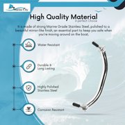 MARINE CITY Polished Stainless Steel Oval Grab Rail Handle with Flange and Stud 12 Inches for Boats Ships Yachts Kayaks Hardware Accessories
