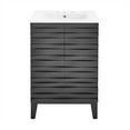 thumbnail image 3 of Cascade 24 in. Black Oak Bathroom Vanity With White, 3-Hole Ceramic Sink Top, 3 of 8