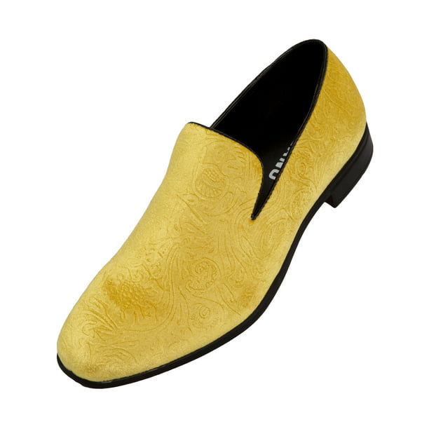Bolano Mens Paisley and Embossed Velvet Dress Shoes, Comfortable and Easy Slip-On Design Available in White, Red, Black, Lemon/ Yellow Walmart.com