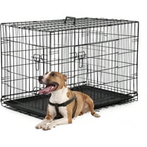 Dog Crate Dog Kennel Cage with Double Door36 inch Folding Metal Wire Dog Cage with Removable TrayDivider Panel Pet Crate for Medium Dogs Black