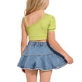 thumbnail image 6 of Amidoa Girls 2 Piece Outfits Summer Clothes Tank Top Cotton Short Sleeve Solid Color T-Shirt and Casual Shorts Kids Clothing Sets Green Size 8, 6 of 9