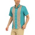 thumbnail image 4 of Lars Amadeus Men's Casual Printed Color Block Point Collar Short Sleeves Shirts, 4 of 6