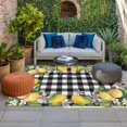 thumbnail image 2 of Lemon Outdoor Rug for Patio/Deck/Porch, Non-Slip Large Area Rug 3 x 5 Ft, Black Plaid Check Yellow Fruit Flower Floral Indoor Outdoor Rugs Washable Area Rugs, Reversible Camping Rug Carpet Runner, 2 of 8