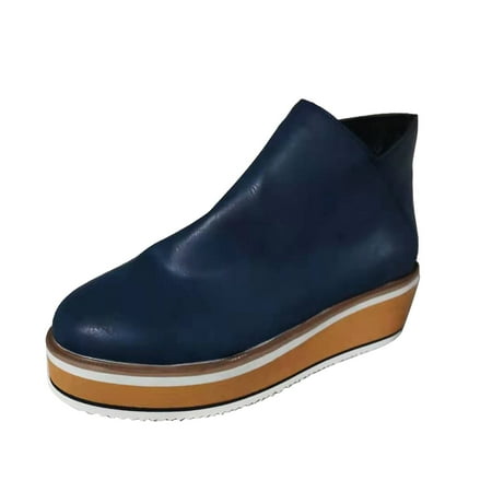 

New Fashion Warm Female Boots Ankle Womens Zipper Heel Wedge Size Fashion Side Solid Boots Plus Color Platform Womens Boots