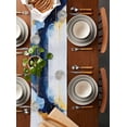 thumbnail image 2 of Ldtrchee Modern Blue Table Runner 72 Inches, Abstract White Art Painting Coast Neutral Bed Runner Dresser Scarves Tabletop for Indoor Outdoor Parties/Ceremony/Banquet, 16" x 72", 2 of 8