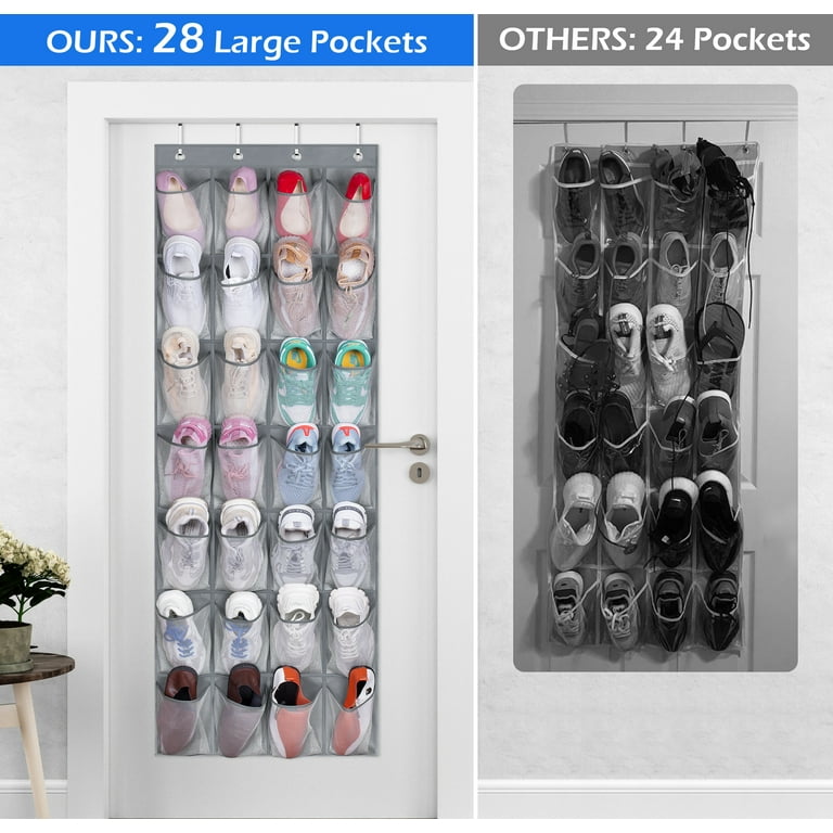 24 Pockets Shoe Hanger Door Hanging Clear Shoe Organizer Mesh Shoe Storage  Bags Space Saving Shoe