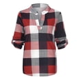 thumbnail image 3 of LilyLLL Womens Plaid Check Print Long Sleeve V Neck Casual Blouse Tops, 3 of 3