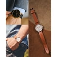 thumbnail image 6 of Uxcell Genuine Leather Band Smooth Flat Leather Watch Strap for Men and Women Black/Silver Tone 14mm, 6 of 7
