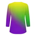 thumbnail image 4 of TKLPEHG Mardi Gras Shirts for Women Sequin Bling Glitter 3/4 Sleeve Button Henley V Neck Shirts Tunic Tops Carnival Outfits (Green,XXXL), 4 of 5