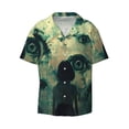 thumbnail image 2 of Lsque Eyes Watching In The Dark print Men's Cuban Collar Short Sleeve Shirt Summer Beachwear Casual Button Down Fashionable Vacation Leisure Shirt-X-Large, 2 of 7