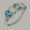 thumbnail image 2 of LBG British Made 10k White Gold Natural Blue Topaz & Opal Womens Eternity Ring - 33 size options - Size 11.25, 2 of 8