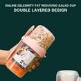 thumbnail image 4 of JeashCHAT Salad Shaker Cup Portable Cereal Oatmeal Cup Salad Container Fruit and Vegetable Salad Cups with Fork and Salad Dressing Holder for Breakfast (Pink), 4 of 5