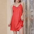 thumbnail image 2 of Camisón de seda con cuello en V para mujer - Tirantes finos, bajo con volantes - Ropa de dormir/spa - S-XL, 2 of 3