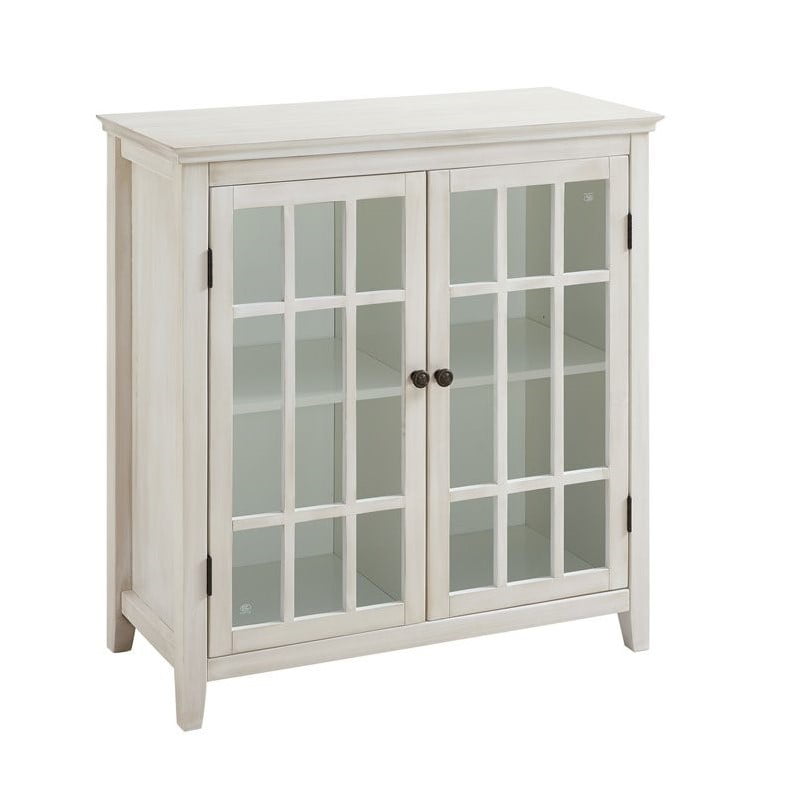 Bowery Hill Antique Double Door Curio Cabinet in White 