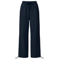 thumbnail image 4 of Drawstring Wide Leg Pants for Women Ghalytn Elastic Waist Sweatpants - Adjustable Hem Casual Jogger Trousers, 4 of 5