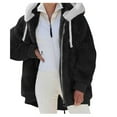 thumbnail image 1 of Women Solid Color Coat Long Sleeve Cardigan Windproof Outer Coat Fluffy Jacket Warm Winter Overcoat Button Down Overcoat, 1 of 7