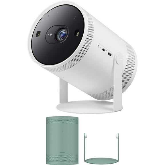 Samsung SP-LFF3CLAXXZA 30-100 Inch The Freestyle Gen2 Smart Projector with a Samsung VG-SCLB00NS The Freestyle Skin and Cradle - Forest Green (2023)