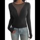 thumbnail image 2 of Camisas Ajustadas de Larga de con Cuello en V Profundo para Mujer, Moda Y2K 2025 Negro L, 2 of 10