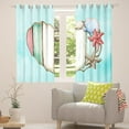 thumbnail image 3 of Beach Theme Blackout Curtains, Cute Starfish Shell Curtains for Bedroom, Rustic Farmhouse Window Curtains Drapes, Heart Pattern Window Treatments, Coastal Ocean Theme Darkening Curtains, Blue 52"X84", 3 of 5