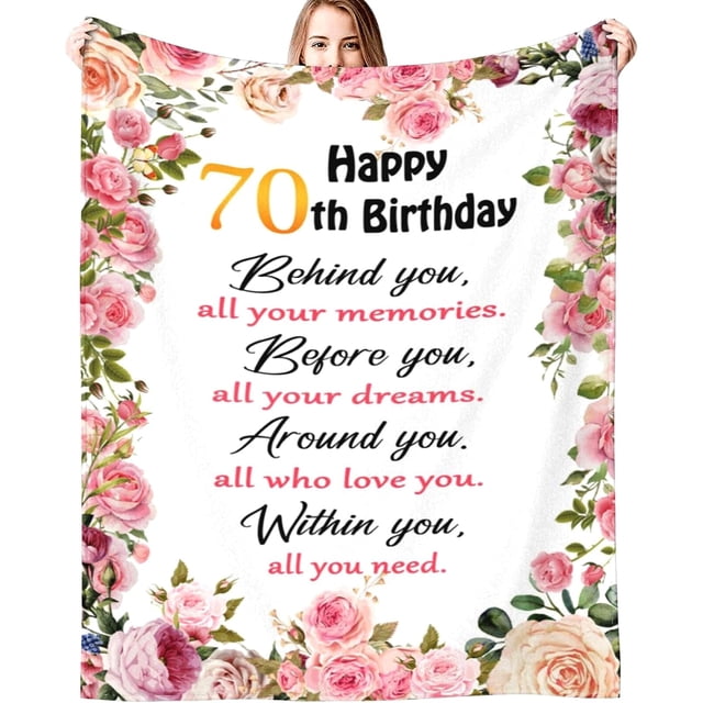 LHSHID Eliber Happy 70th Birthday Gifts for Women Blanket 70th Birthday Decorations Throw Blanket Birthday Gift Ideas for 70 Year Old 30"x40"