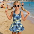 thumbnail image 3 of Uourmeti Vintage Tropical Palm Tree Print Skirted One-Piece Swim Dress for Girls - Quick Dry, Stretchy Beach & Pool Swimwear for Toddler to Teen Girls, 3 of 8