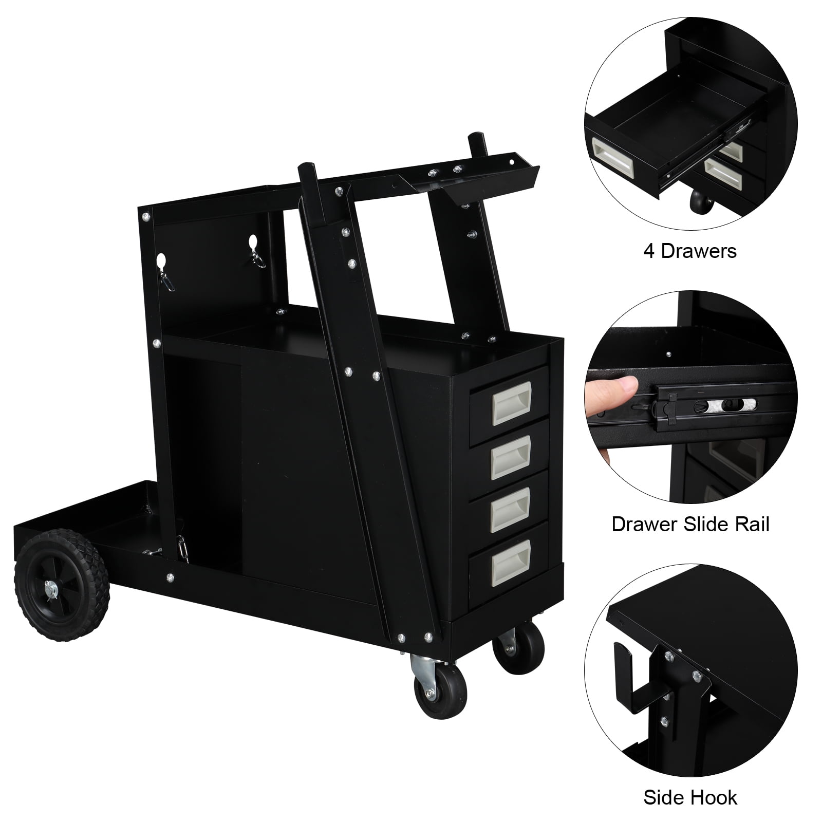 Qxdragon 4 Drawer Rolling Welding Cart Mig Tig Arc Plasma Cutter Machine Heavy Duty Welding 0744