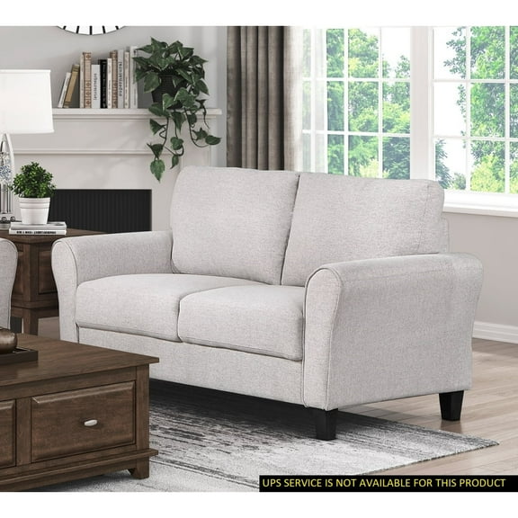 Miekor Furniture Modern Transitional Sand Hued Textured Fabric Upholstered Loveseat Attached Cushion Living Room Furniture W5U549