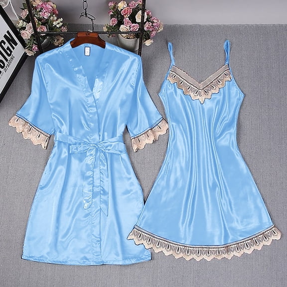 Vedolay Plus Size Sleepwear For Women Pajama Sets for Women 2 Piece Pjs Set,Light Blue S