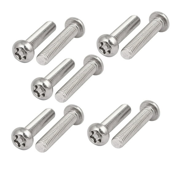 Uxcell M6x30mm 304 Stainless Steel Button Head Torx Security Tamper Proof Screws (10-pack)