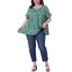 thumbnail image 2 of Blusa de peplum con volantes de cuello redondo para mujer de tallas grandes Agnes Orinda 1X blanca y verde, 2 of 6