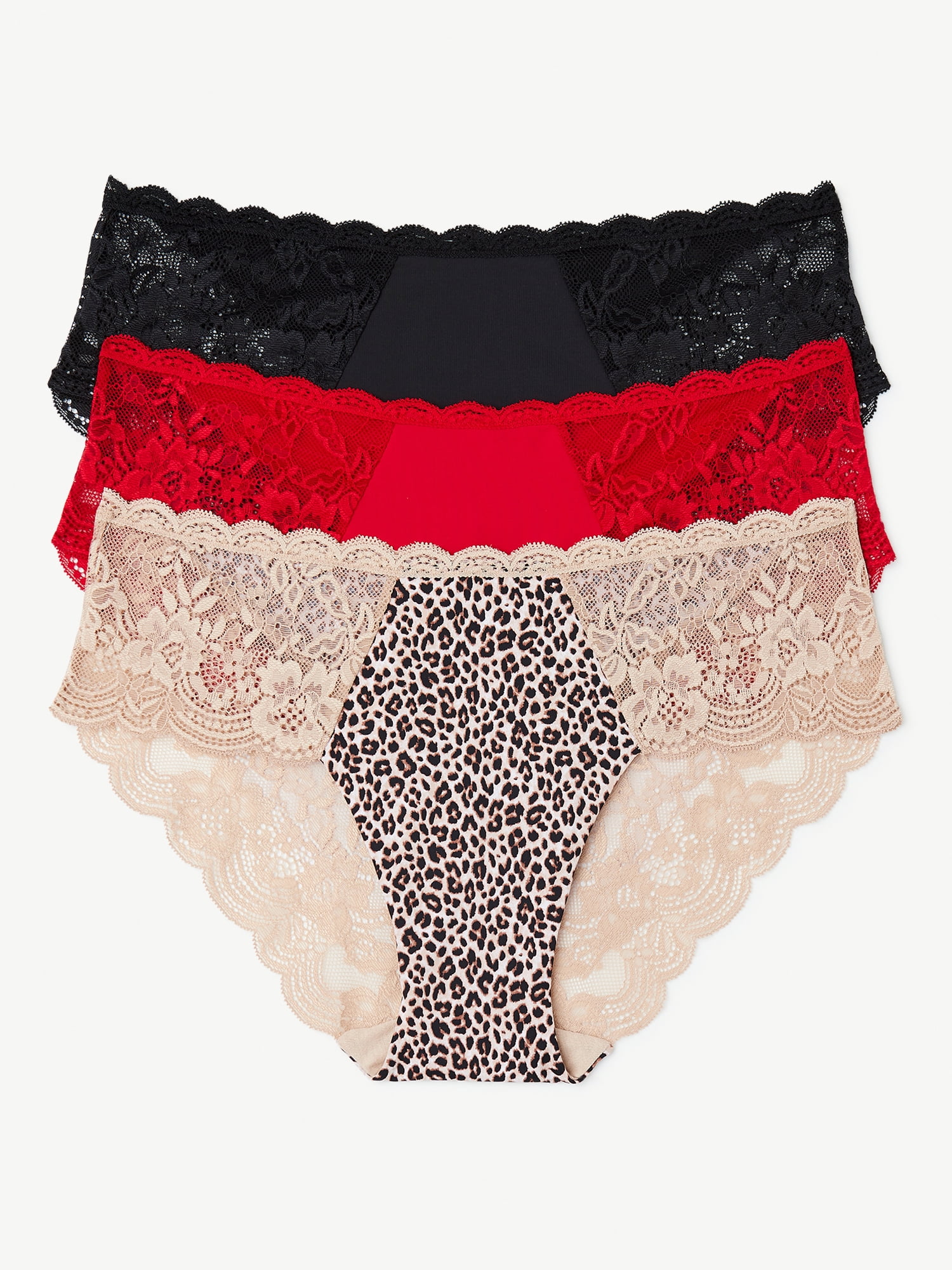 Joyspun Women’s Microfiber Hipster Panties, 3-Pack, Sizes XS to 3XL